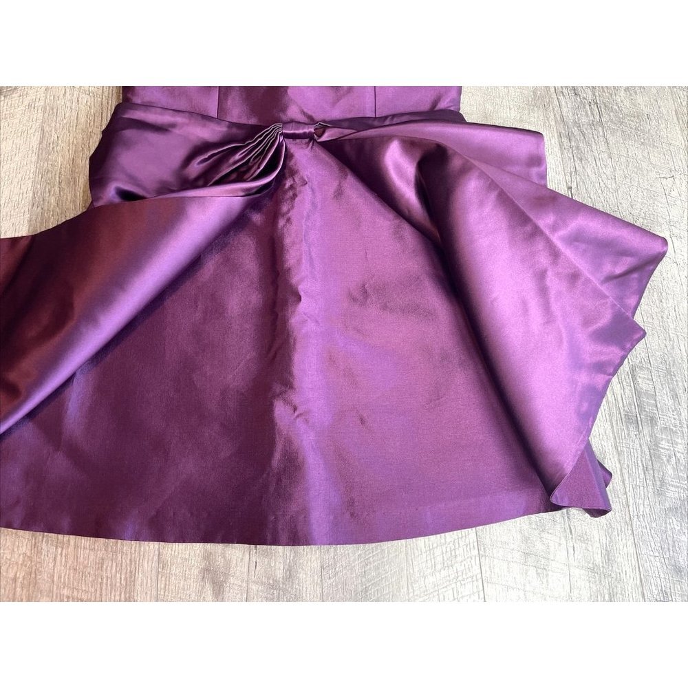 Adrianna Papell Cocktail Dress Womens 14‎ Purple Silk Sleeveless Bow Mini NEW - Picture 6 of 12